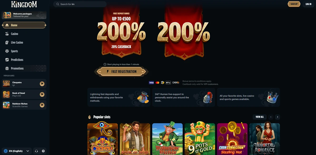 Captura del lobby del operador Kingdom Casino