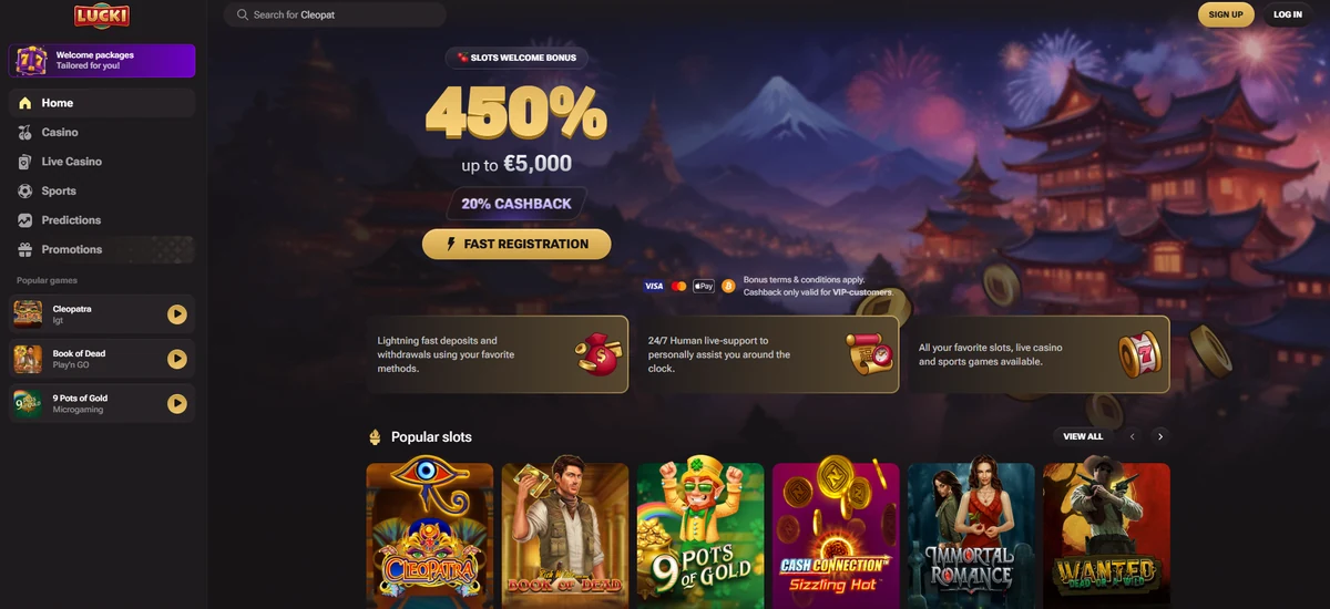 Captura del lobby de Lucki.Casino